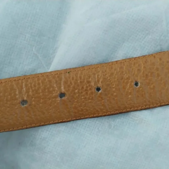 Vintage Christian Dior Women's Gold + Tan Pebbled Leather Belt Size S Small #607 - Picture 5 of 7